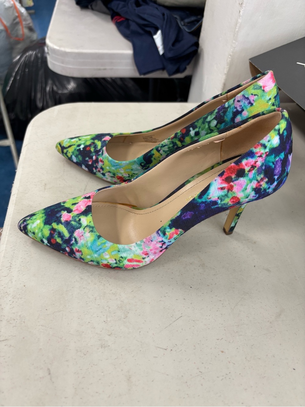 BCBGeneration Multicolor Floral Pointed Toe Heels